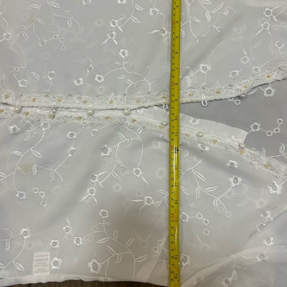 White Sheer Floral Button Down Shirt - Picture 4 of 4